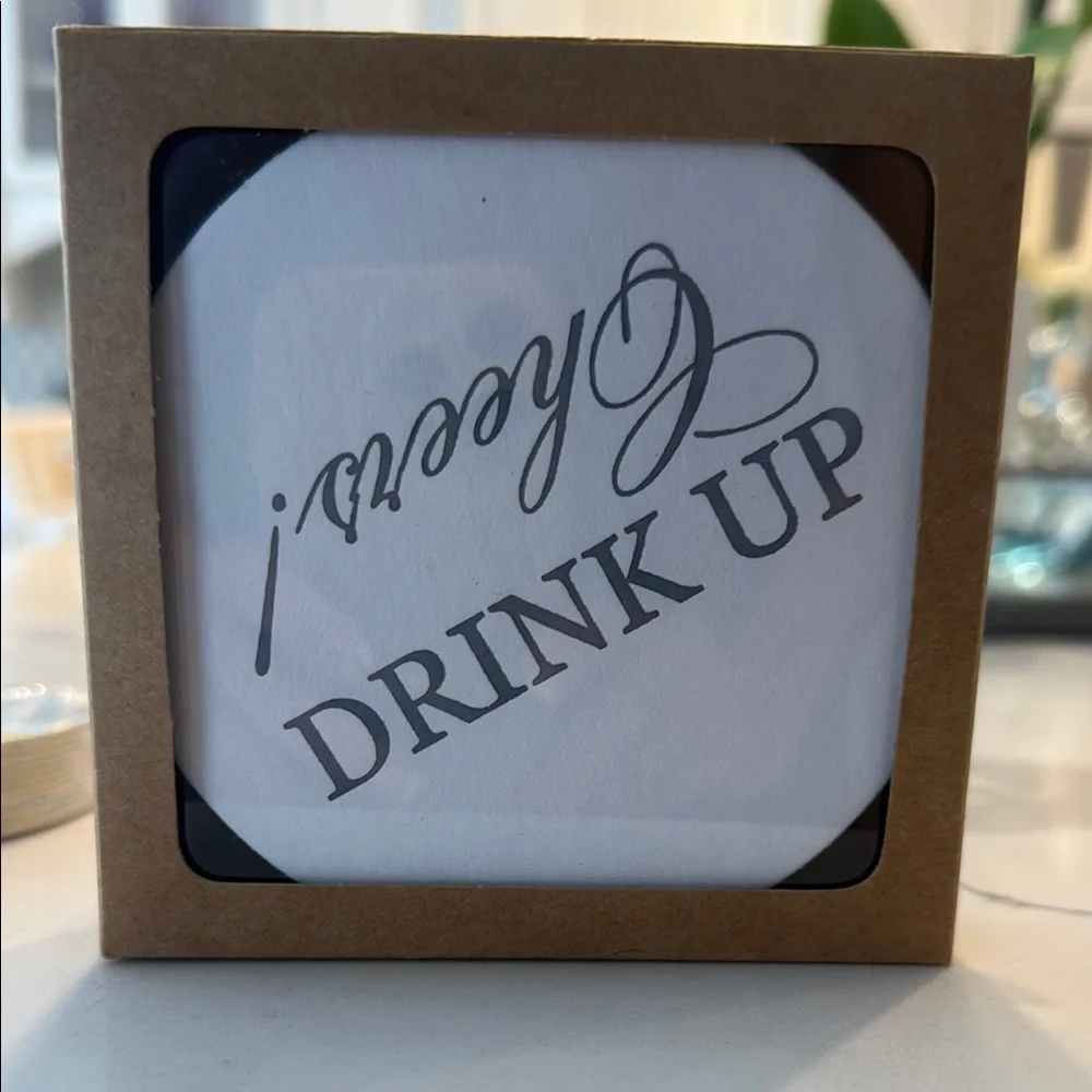 Cheers Coasters Set with Olive Design